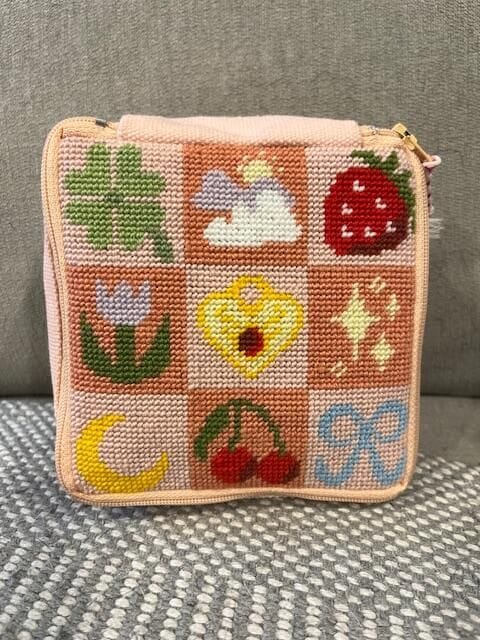 Customer photo review of GOOD LUCK CHARMS - Needlepoint Pouch Kit