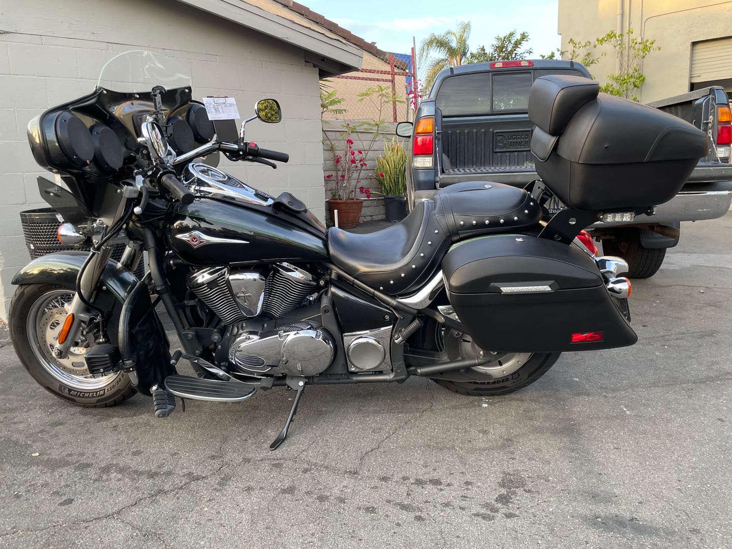 Customer photo review of 44L - Premium Extra Large Leather Wrapped Hard Motorcycle Trunk