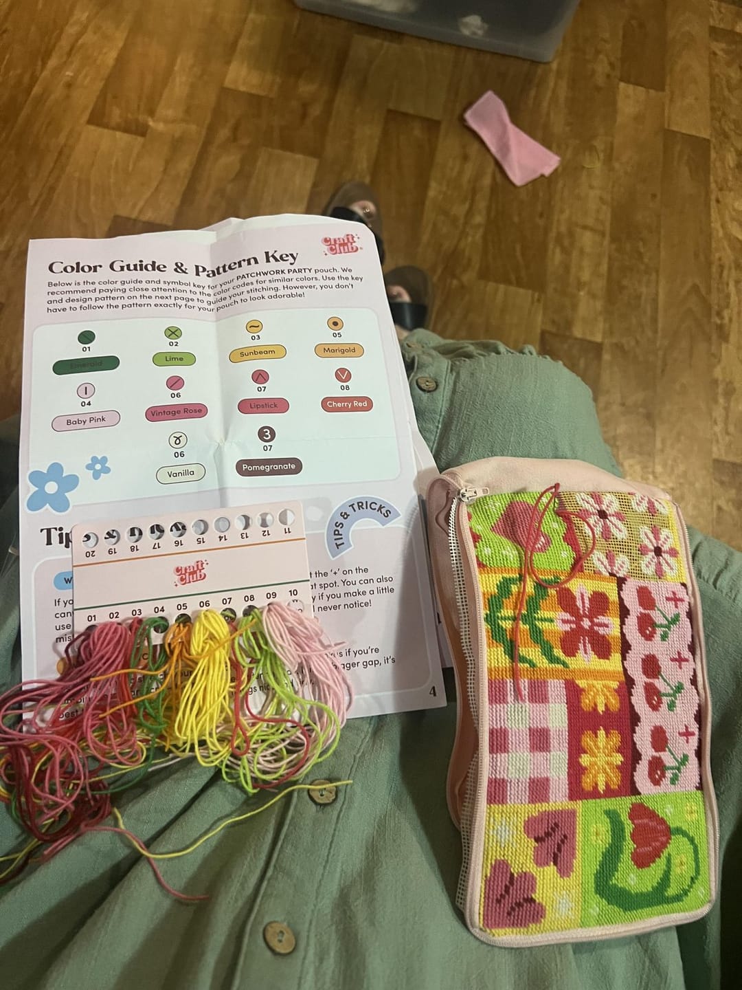 Customer photo review of Patchwork Party - Needlepoint Pouch Kit