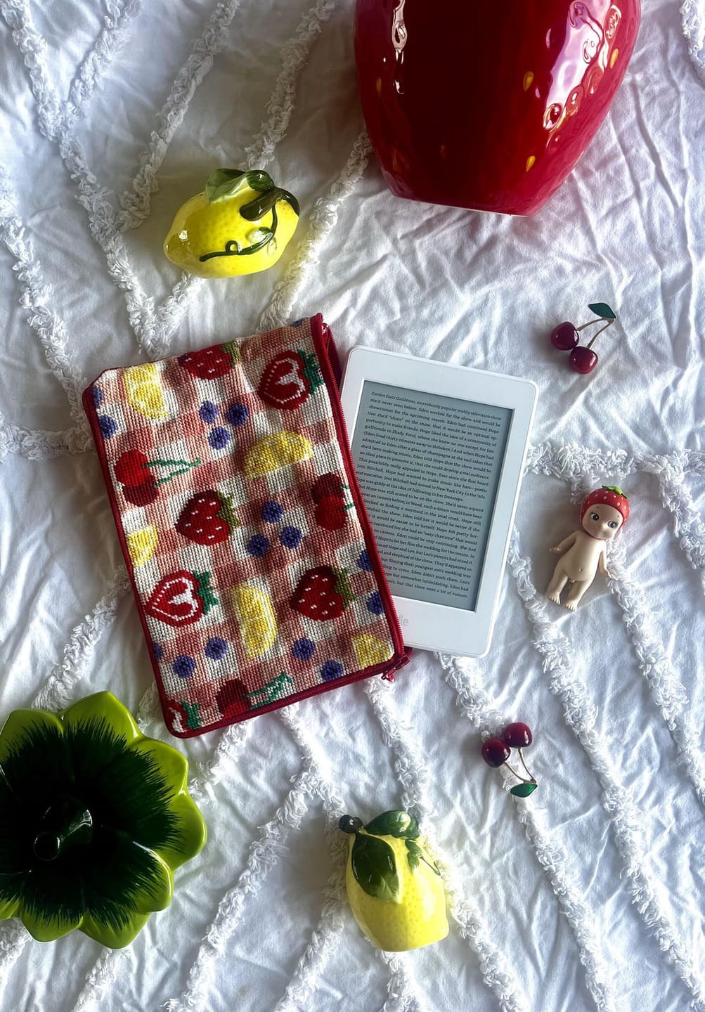 Customer photo review of FRUIT MARKET - Needlepoint Pouch Kit