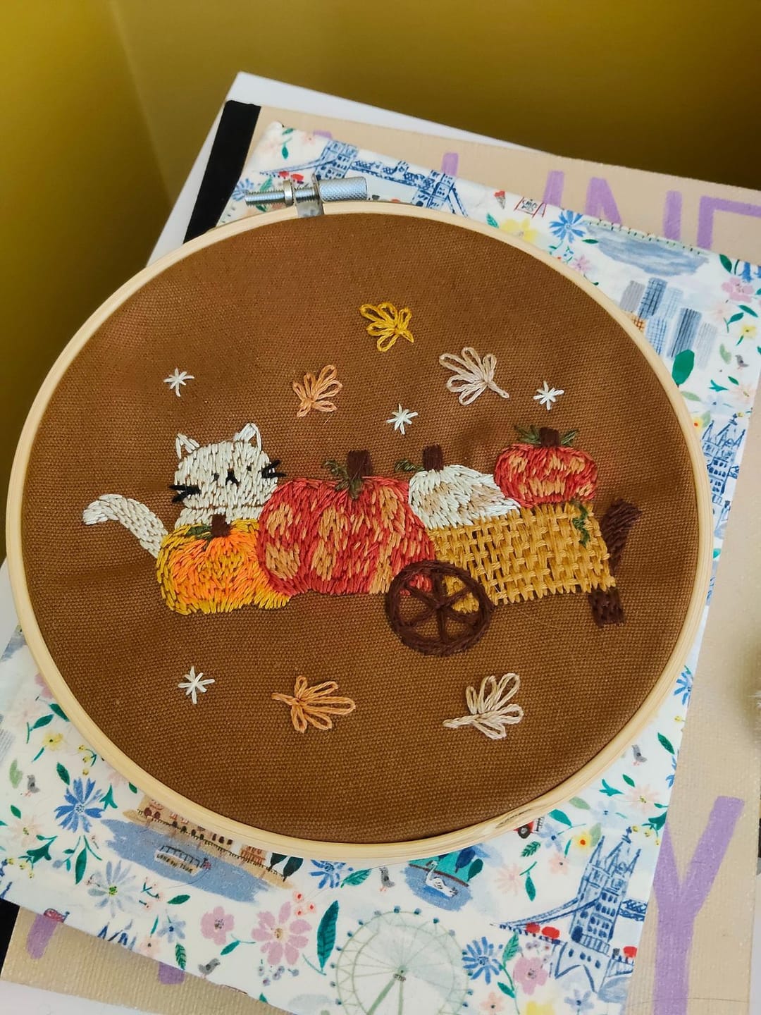 Customer photo review of CAT IN THE PATCH - Embroidery Kit