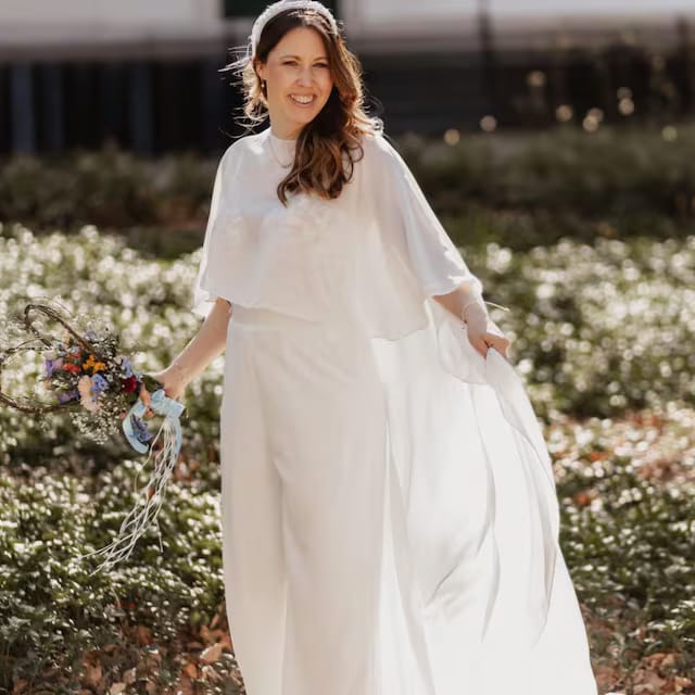 Customer photo review of Luxury Chiffon Wedding Cape
