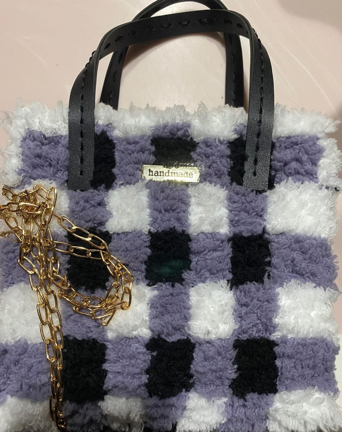 Customer photo review of Black Gingham - Woven Tote Bag Kit