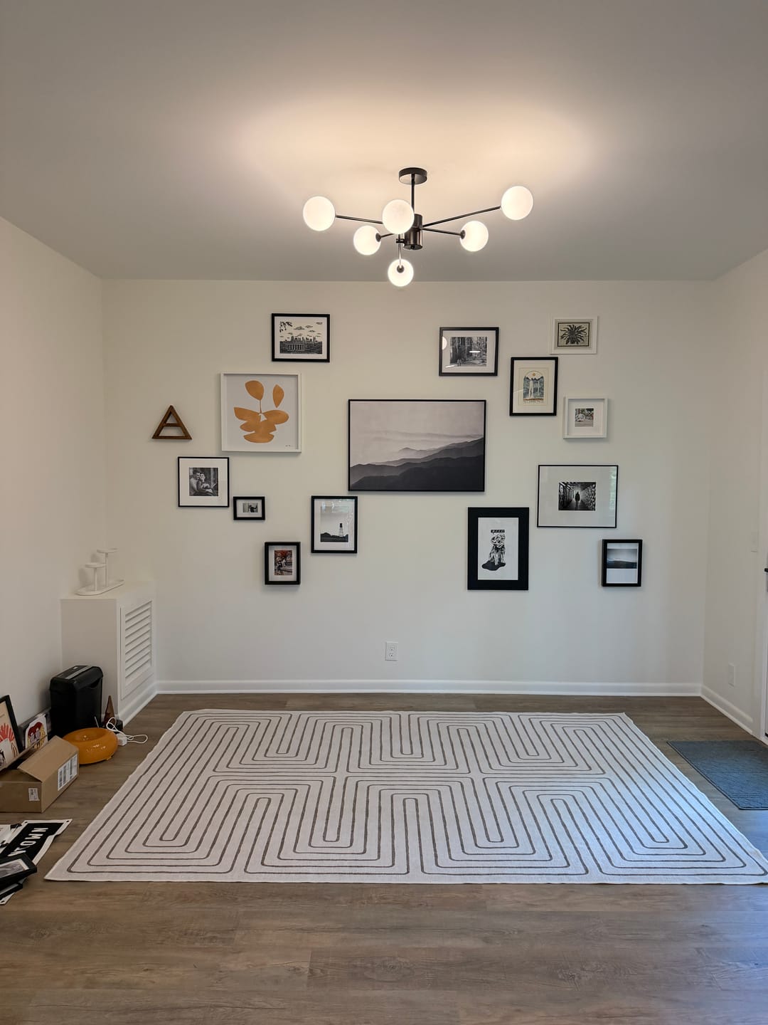 Customer photo review of 6-Light Opal Glass Globe Linear Sputnik Semi Flush