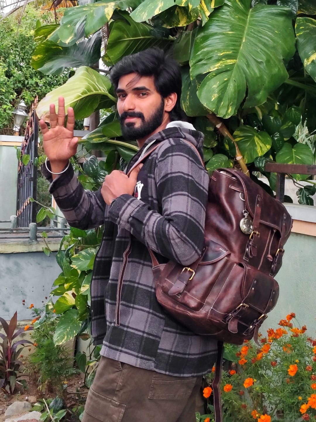 Customer photo review of Metro Leather Office Backpack
