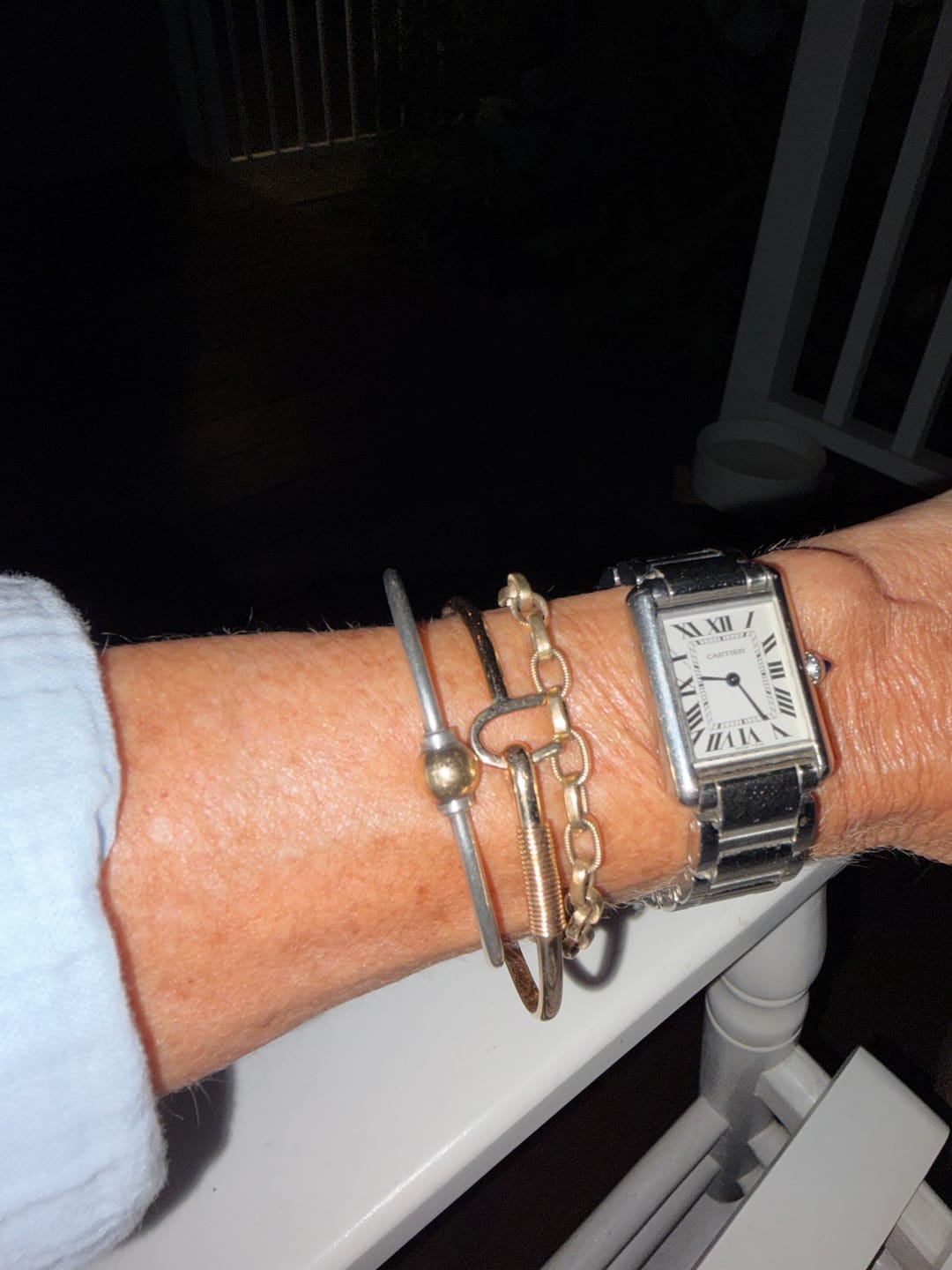 Customer photo review of Vintage 14k Yellow Gold Hook Clasp Bangle Bracelet 7.25"