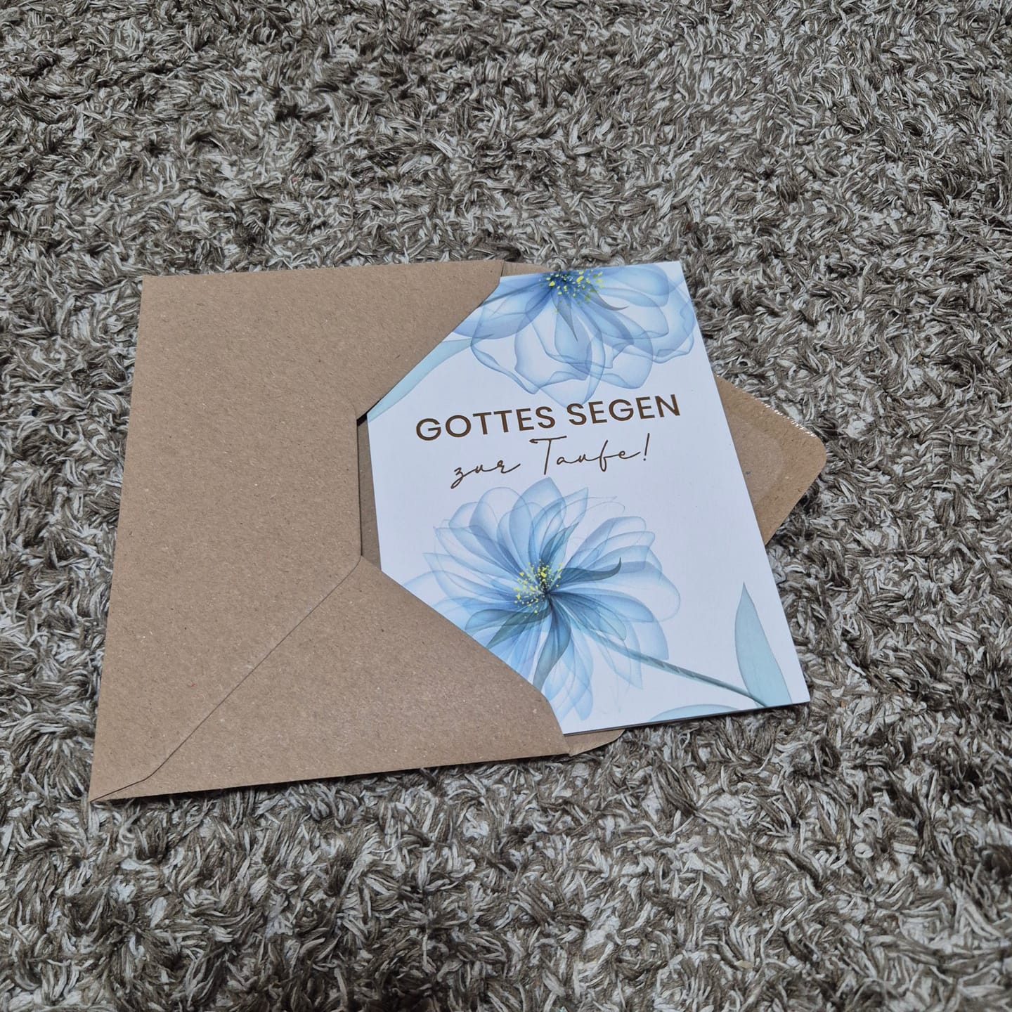 Customer photo review of Klappkarte "Gottes Segen zur Taufe" mit Bibelvers · A6 · mit Gold veredelt