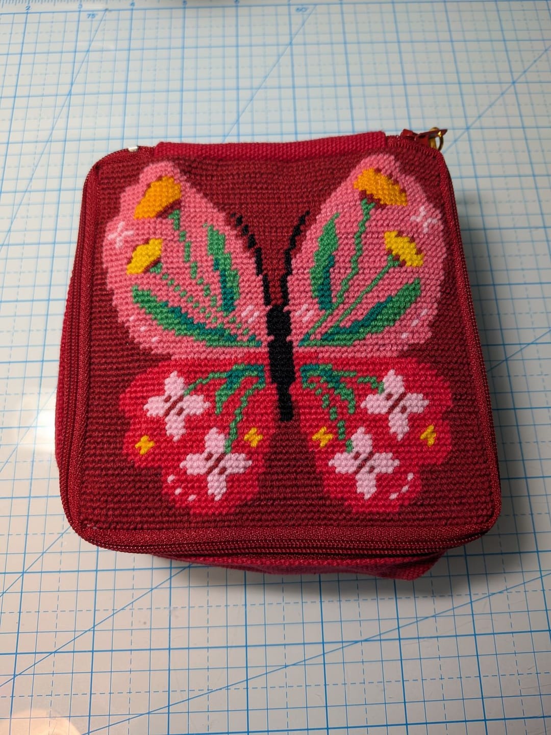 Customer photo review of Butterfly Bloom - Needlepoint Pouch Kit