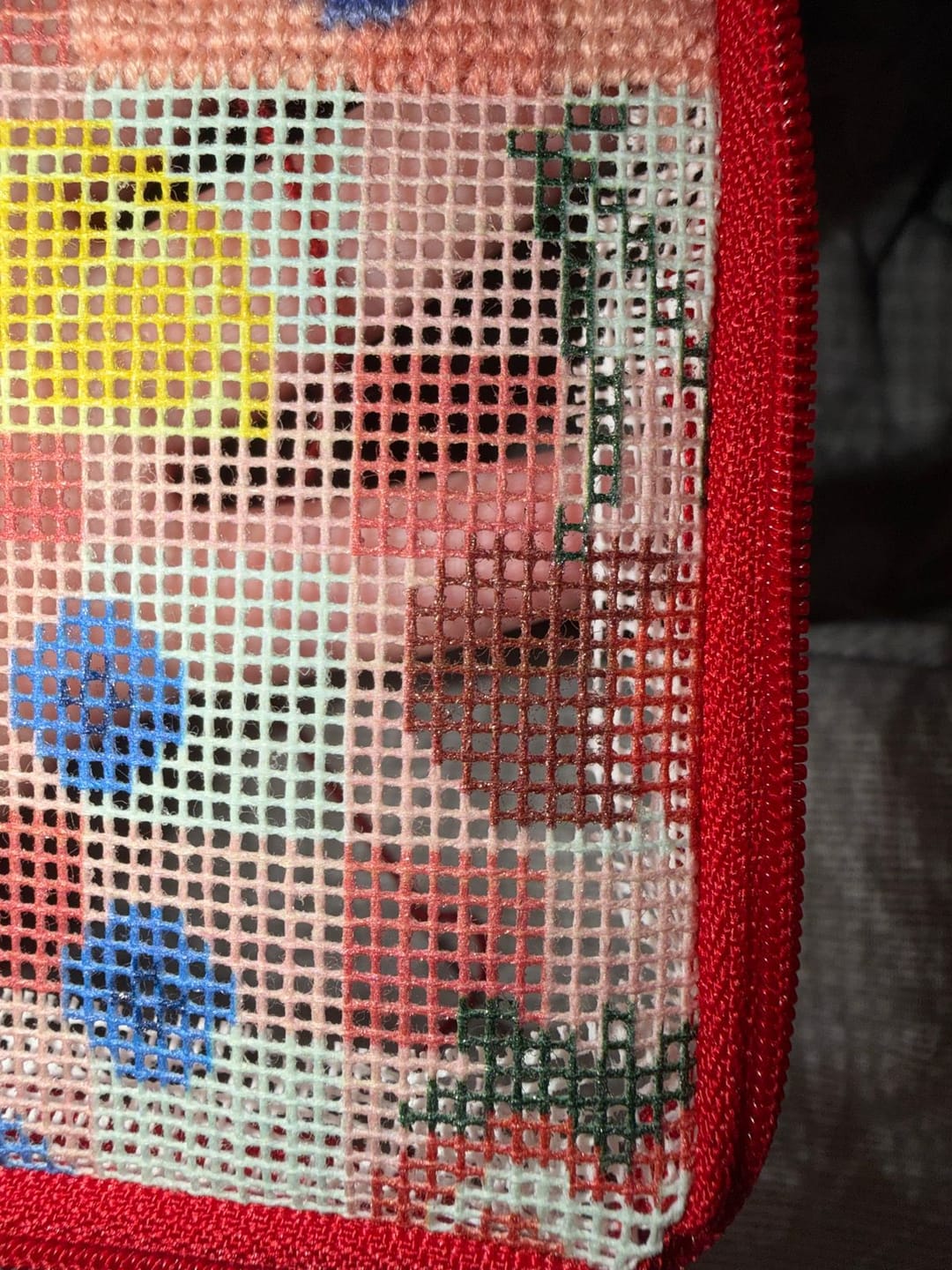 Customer photo review of FRUIT MARKET - Needlepoint Pouch Kit