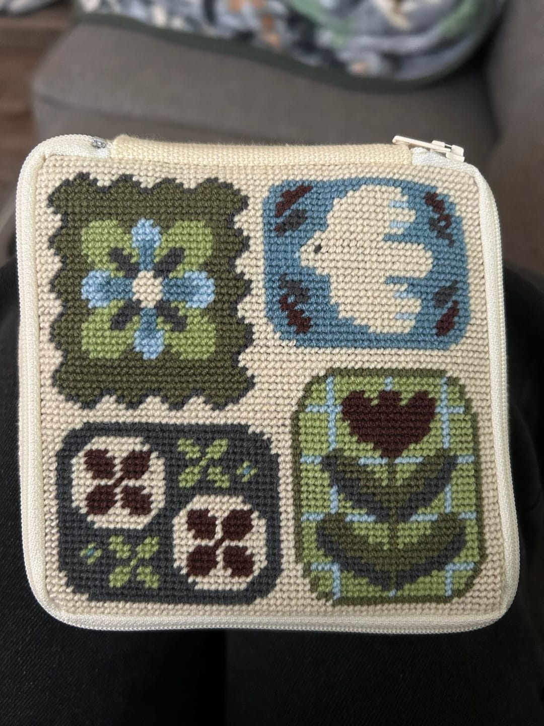 Customer photo review of Fluttering Fables - Needlepoint Pouch Kit
