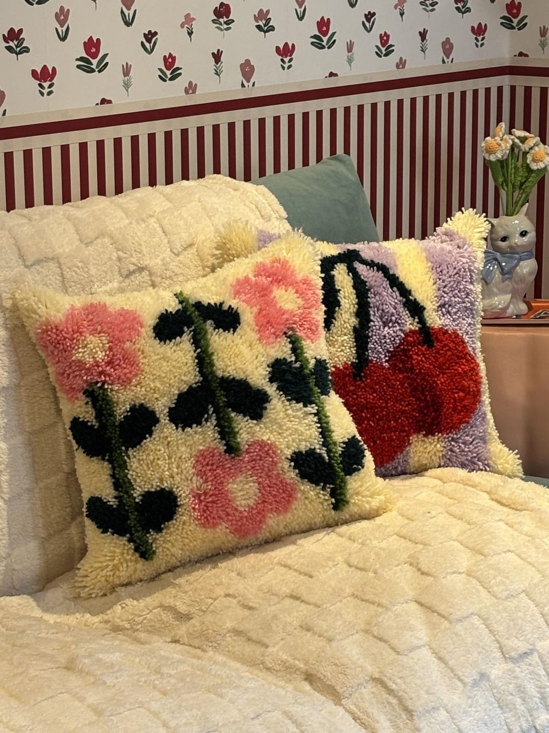 Customer photo review of CHERRY RIPE STRIPES - Latch Hook Cushion Kit