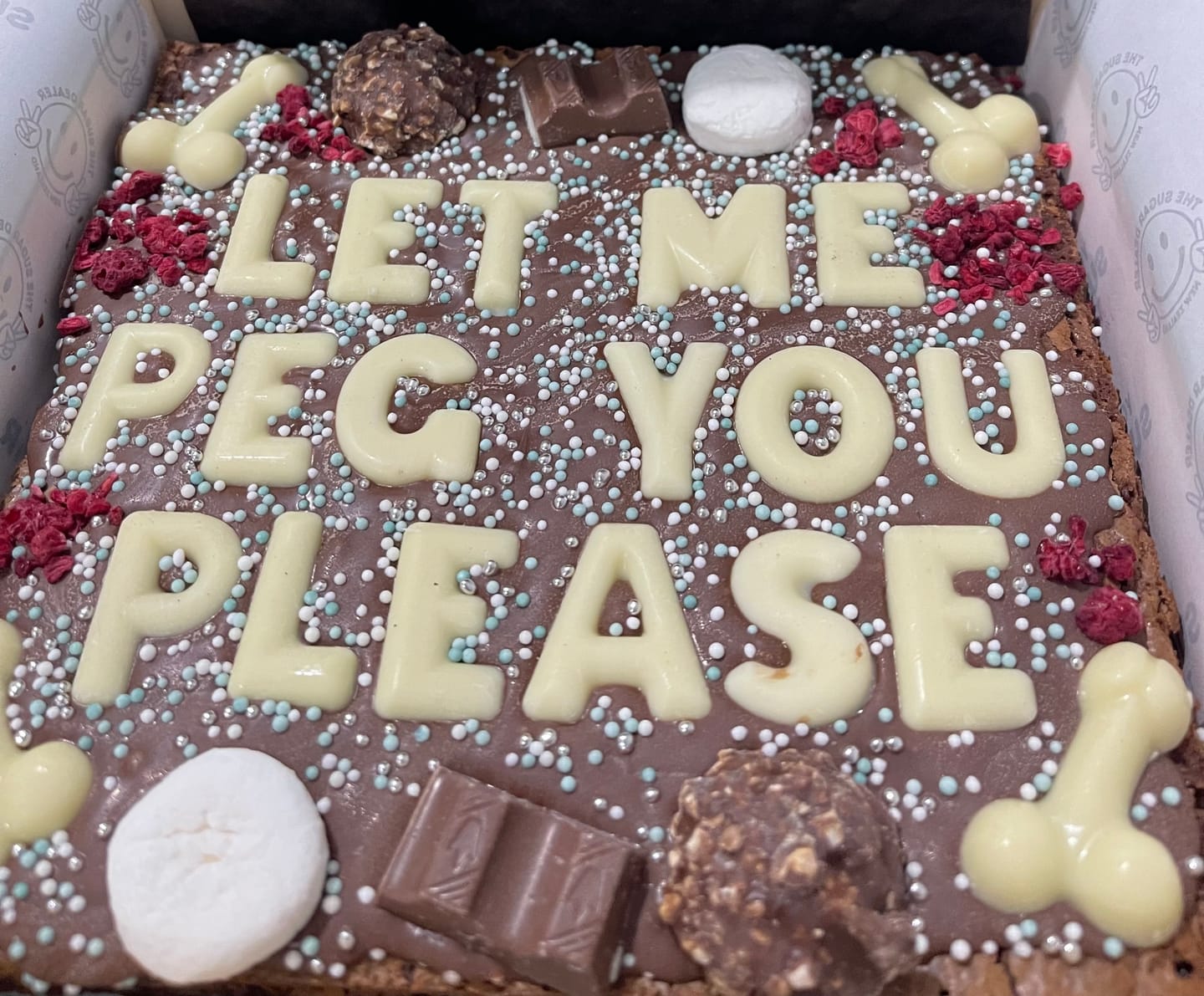 Customer photo review of Custom message dick brownie