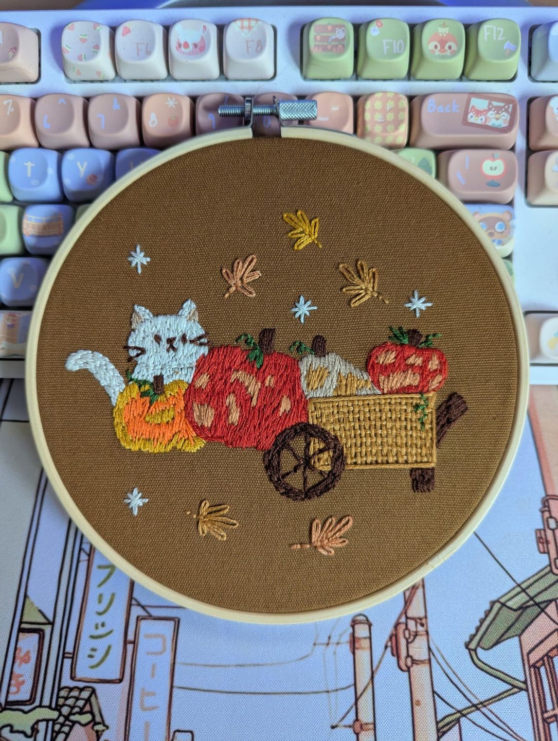 Customer photo review of CAT IN THE PATCH - Embroidery Kit