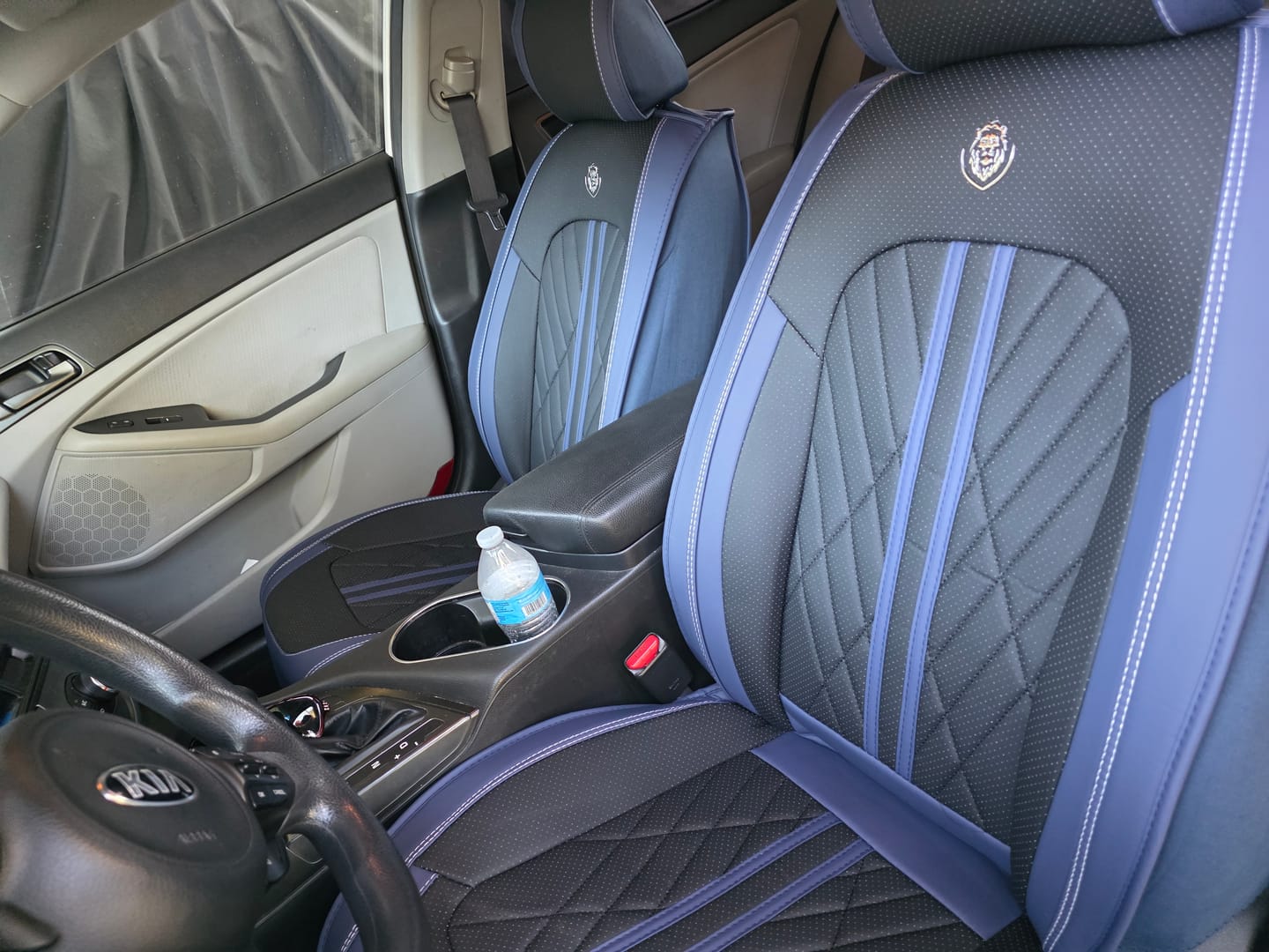 Customer photo review of Black & Navy Car Seat Covers
