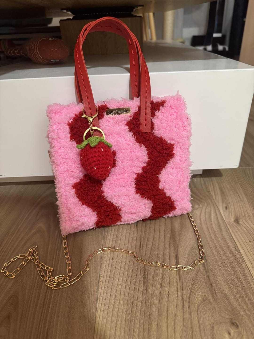 Customer photo review of Pink & Red Wavey - Woven Tote Bag Kit