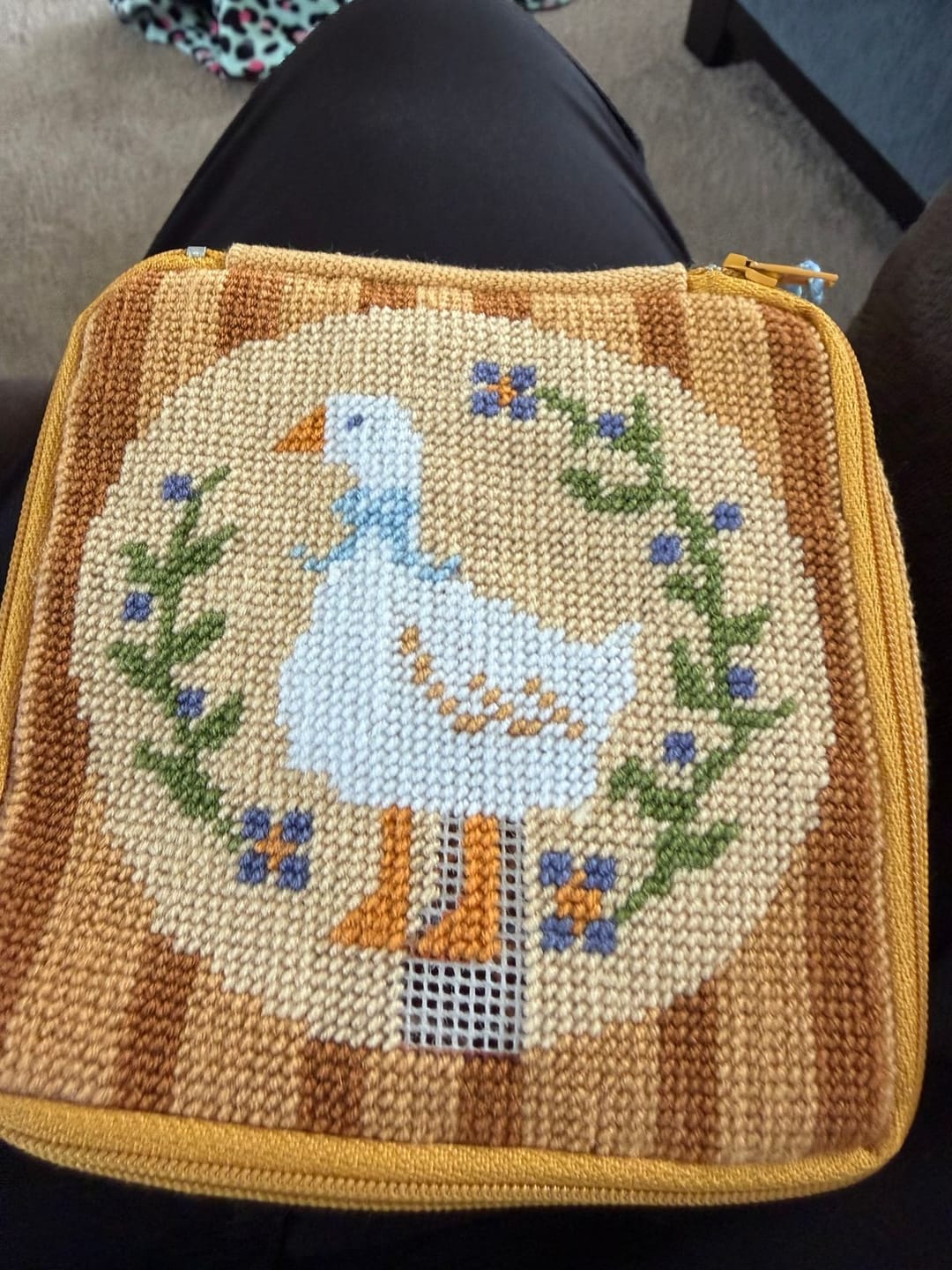 Customer photo review of Duck, Duck, Goose - Needlepoint Pouch Kit