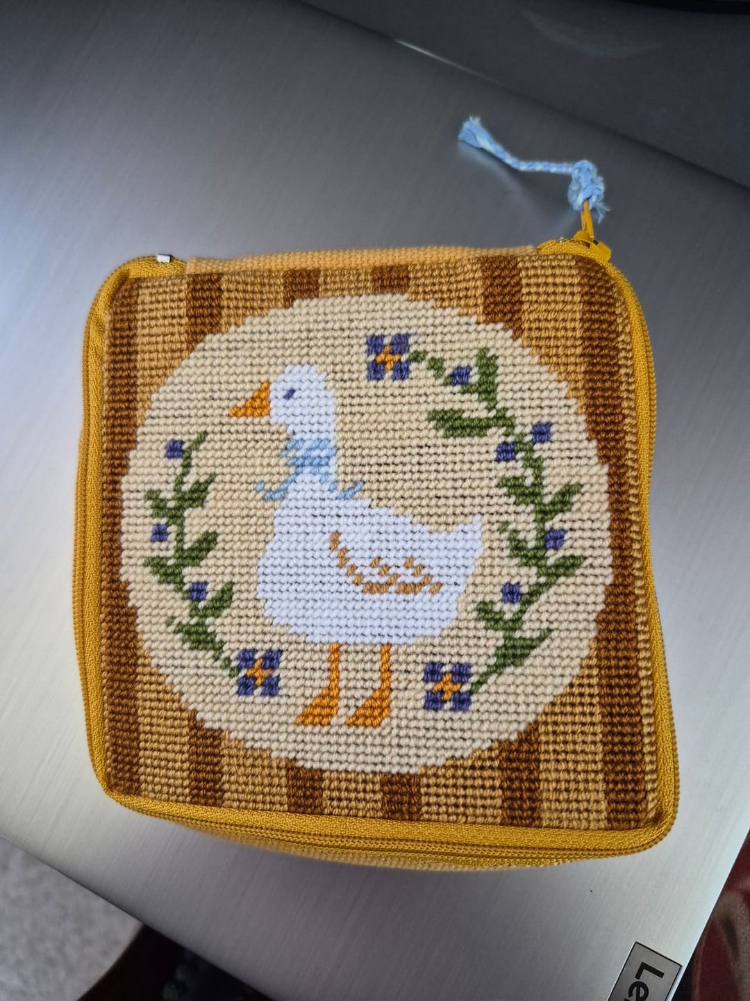 Customer photo review of Duck, Duck, Goose - Needlepoint Pouch Kit