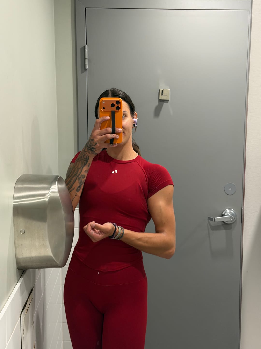 Customer photo review of Sweet Scarlet Compression Tee
