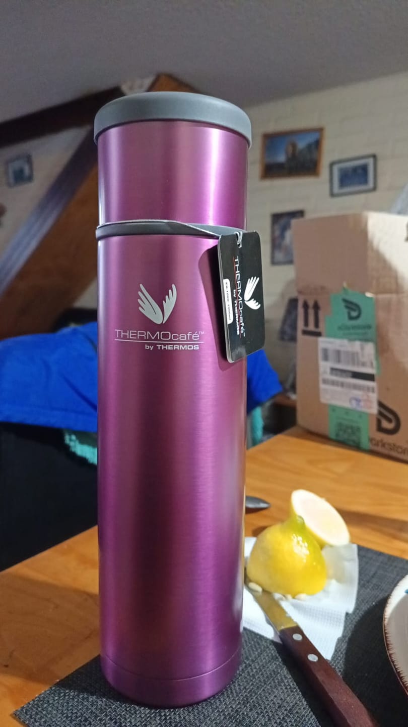 Customer photo review of TERMO LÍQUIDO ACERO INOXIDABLE EVERYNIGHT PURPURA 1LT