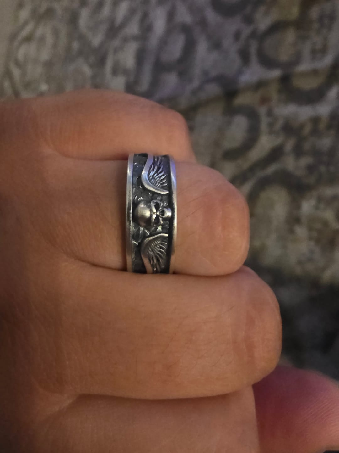 Customer photo review of Skull Wings Ring