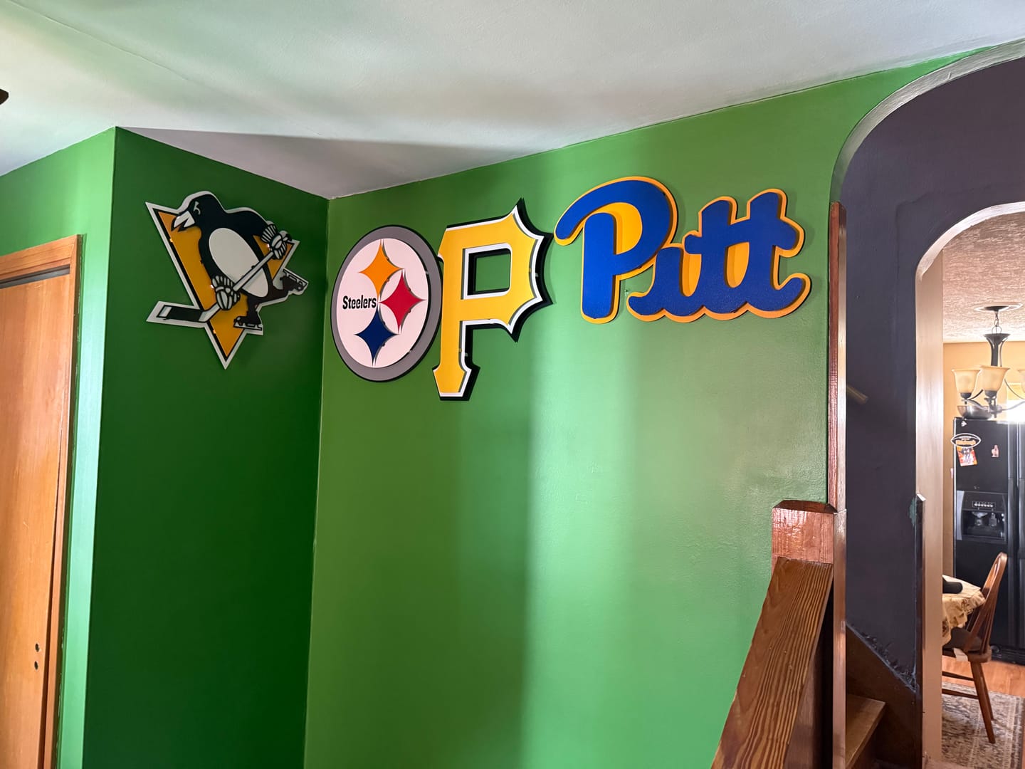 Customer photo review of Pittsburgh "Pitt" Script 3D Metal Wall Art
