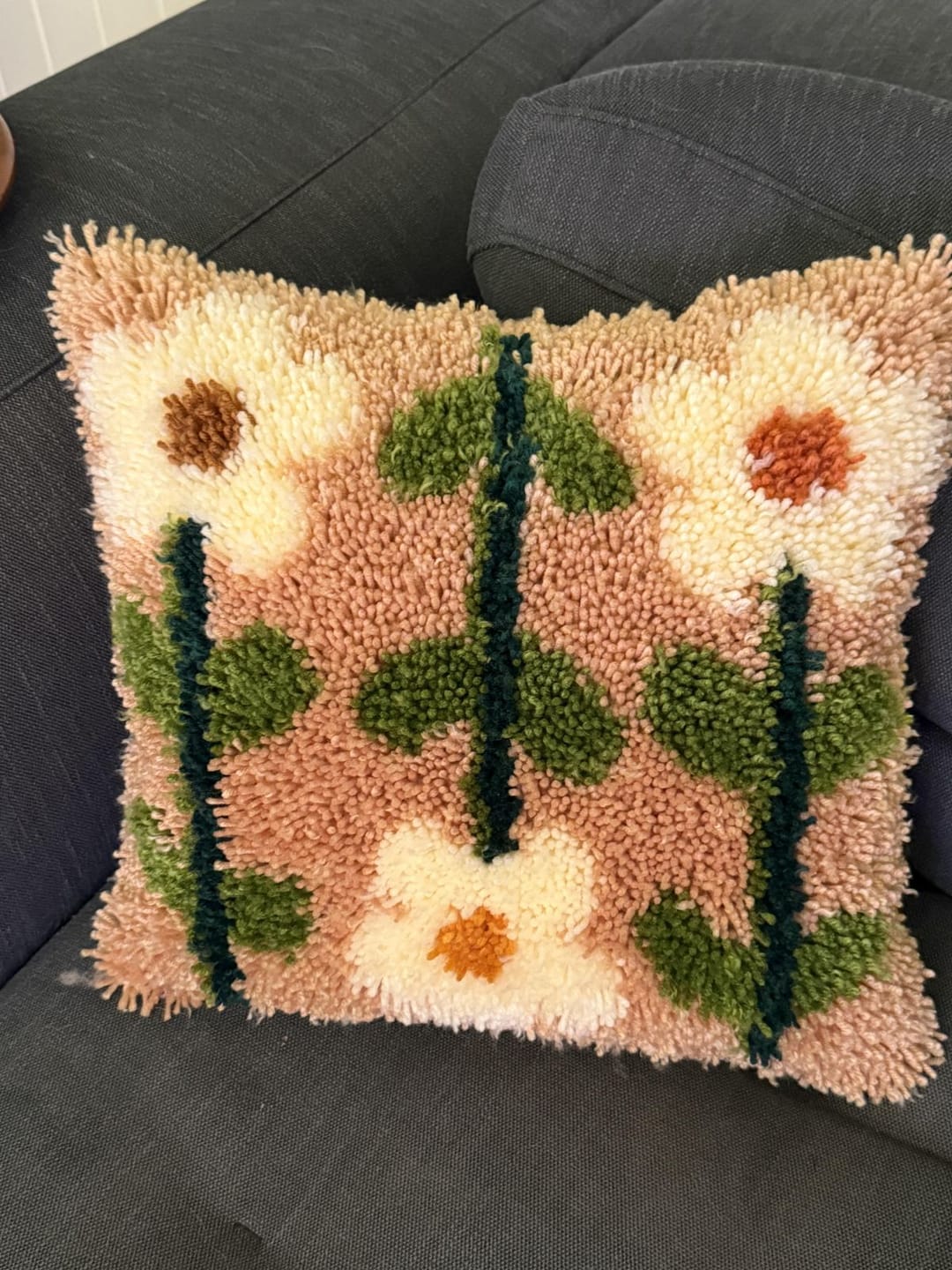Customer photo review of EARTHY PICK OF THE BUNCH - Latch Hook Cushion Kit