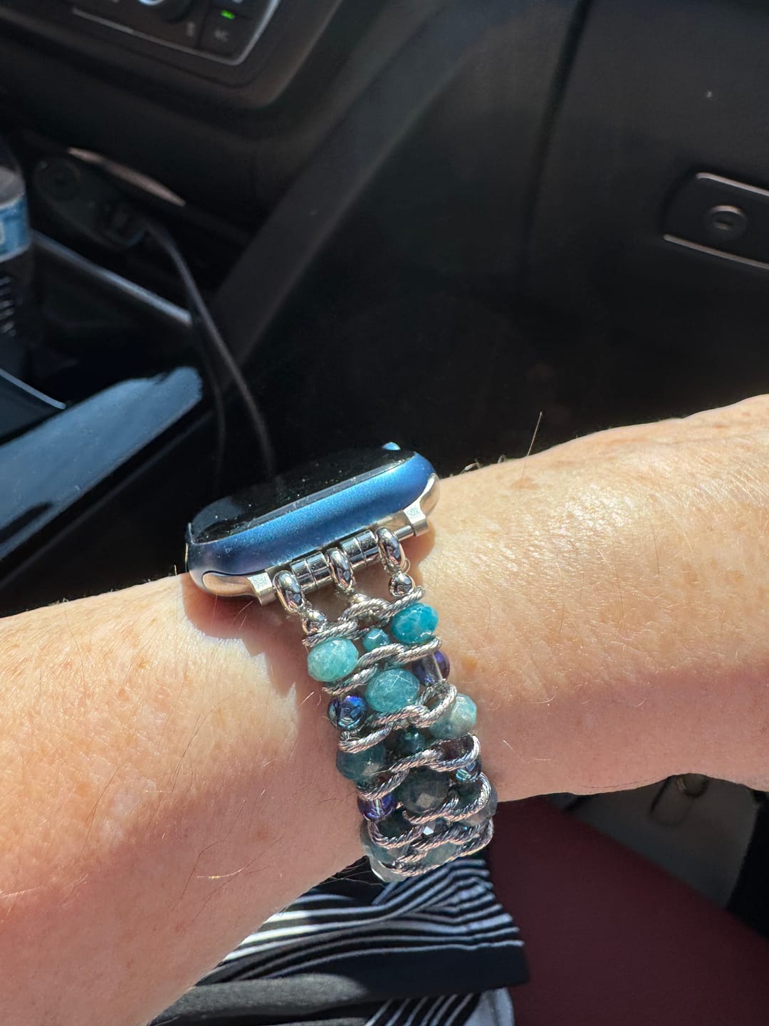Customer photo review of Apatite Azure Braided Apple Watch Strap