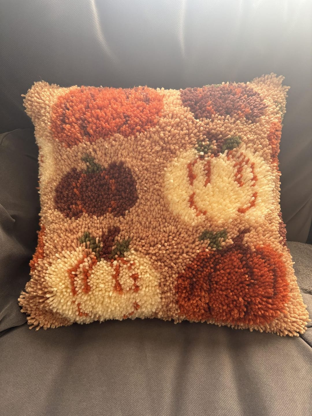 Customer photo review of PUMPKIN SPICE - Latch Hooking Cushion Kit