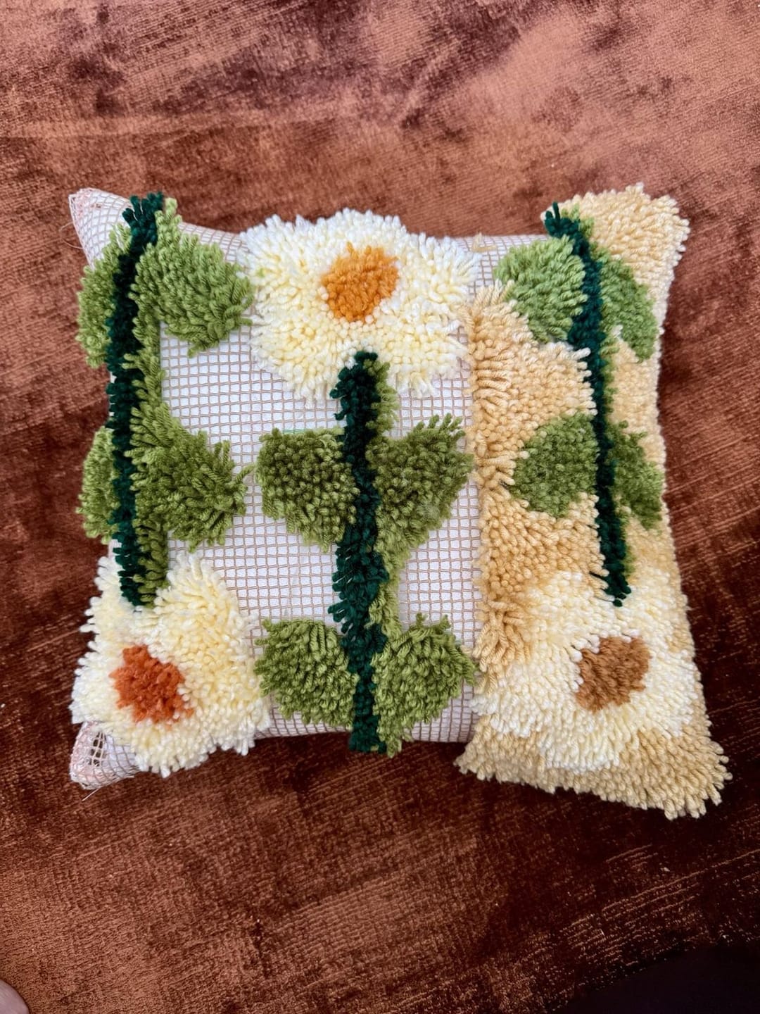 Customer photo review of EARTHY PICK OF THE BUNCH - Latch Hook Cushion Kit