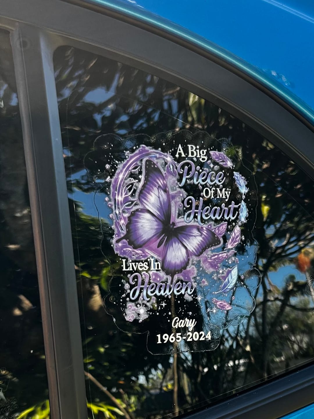 Customer photo review of Big Piece Of My Heart Lives In Heaven - Personalized Butterfly Decal
