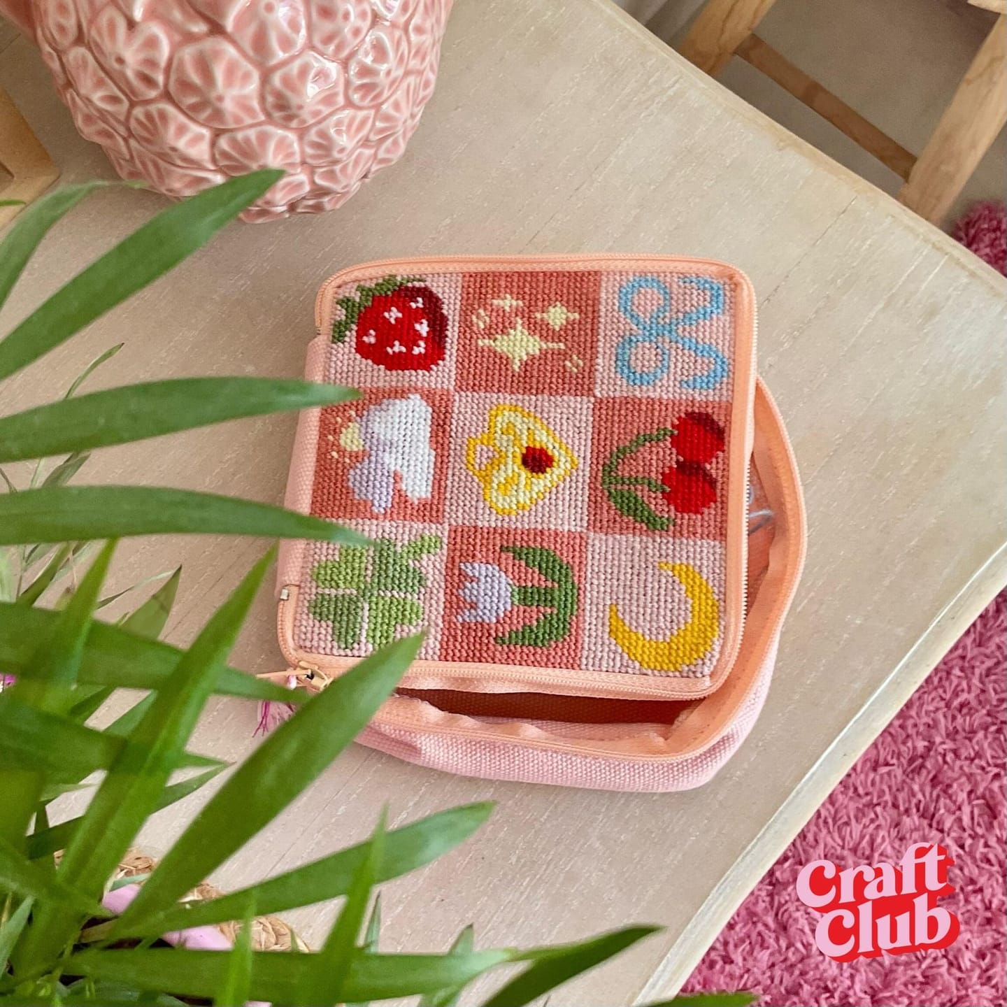 Customer photo review of GOOD LUCK CHARMS - Needlepoint Pouch Kit