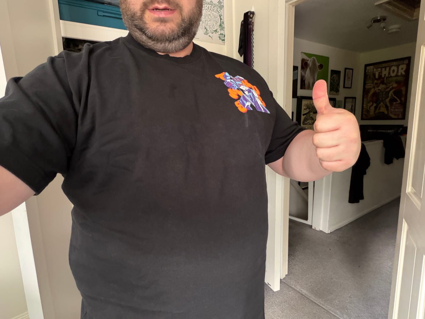 Customer photo review of Transformers x Thumbs Soundwave Aerosol T-Shirt in Black