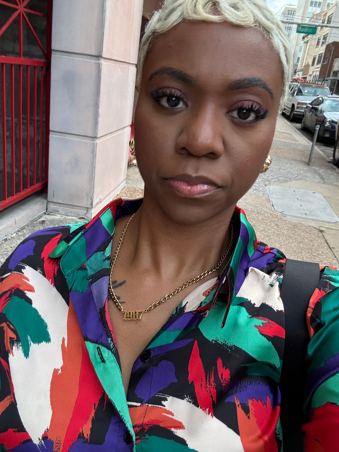 Customer photo review of Thick Gothic Nameplate Necklace w/ Cuban Chain