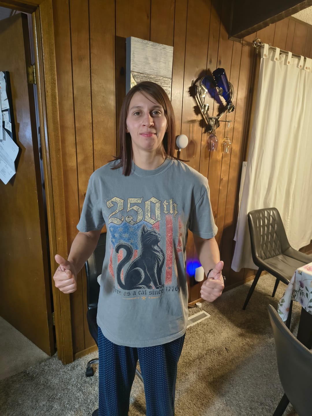 Customer photo review of Free As A Cat T-Shirt