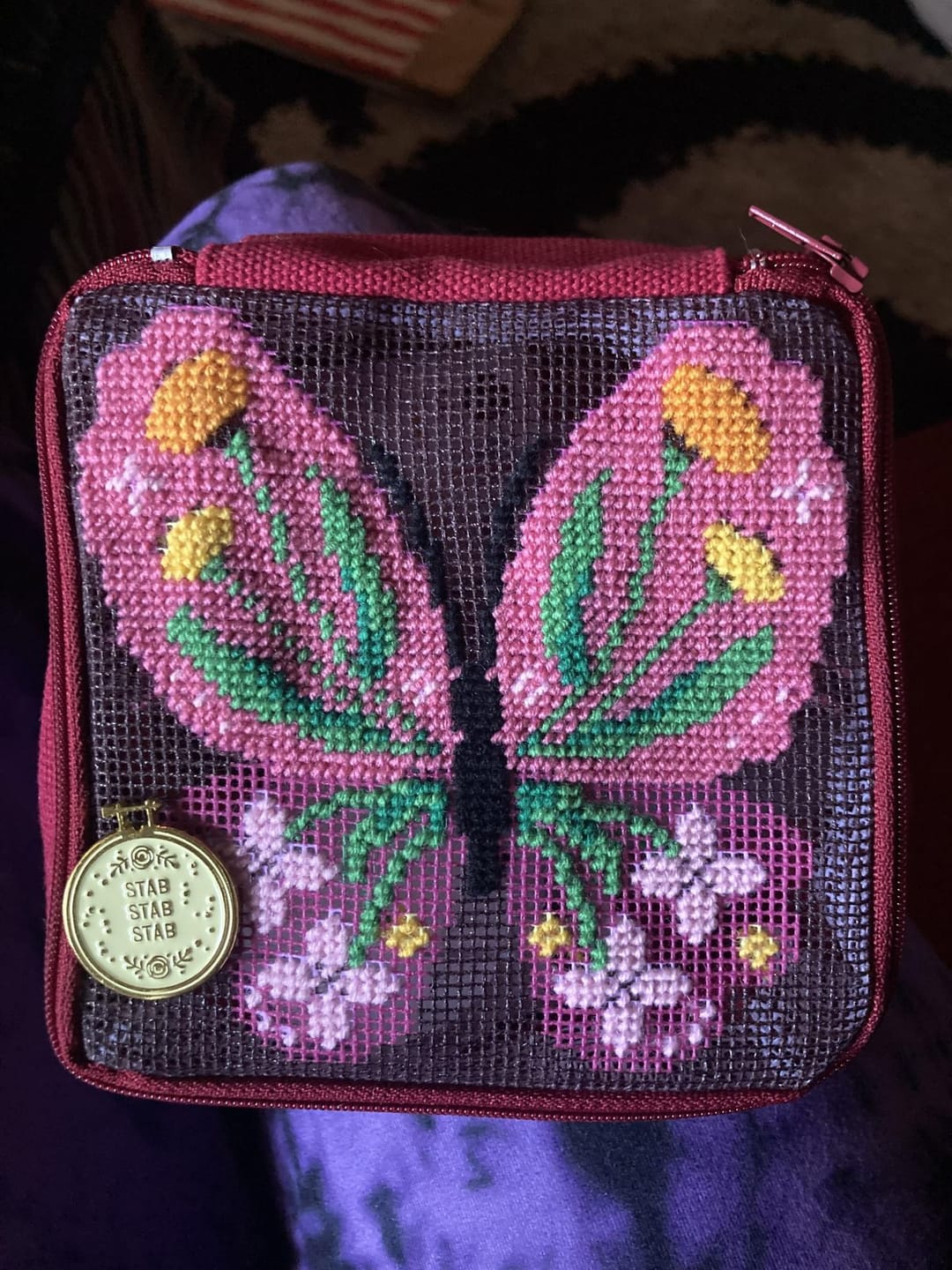 Customer photo review of Butterfly Bloom - Needlepoint Pouch Kit