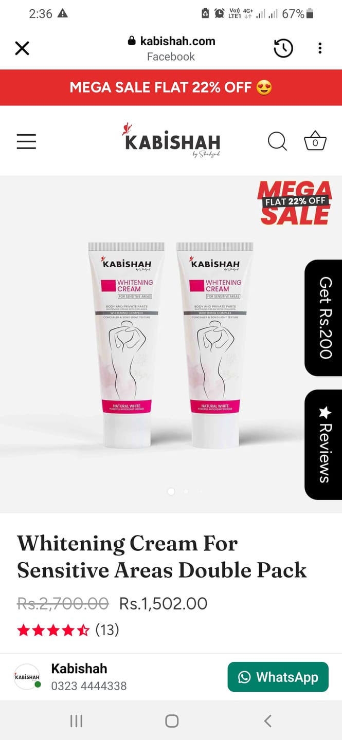 Customer photo review of Whitening Cream For Sensitive Areas Double Pack
