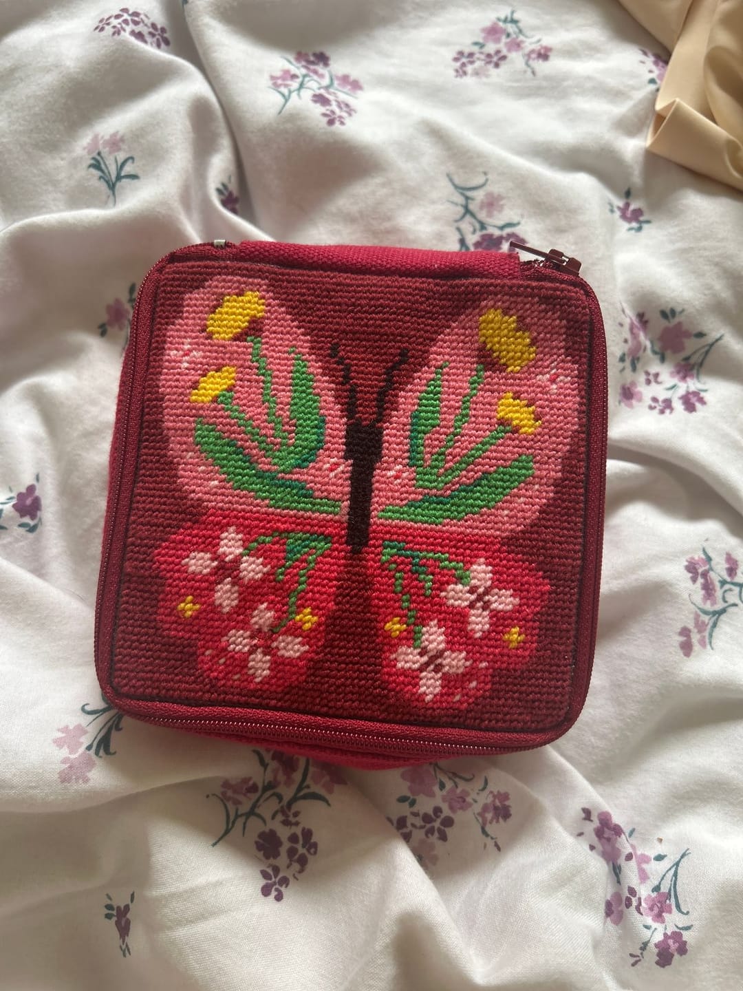 Customer photo review of Butterfly Bloom - Needlepoint Pouch Kit