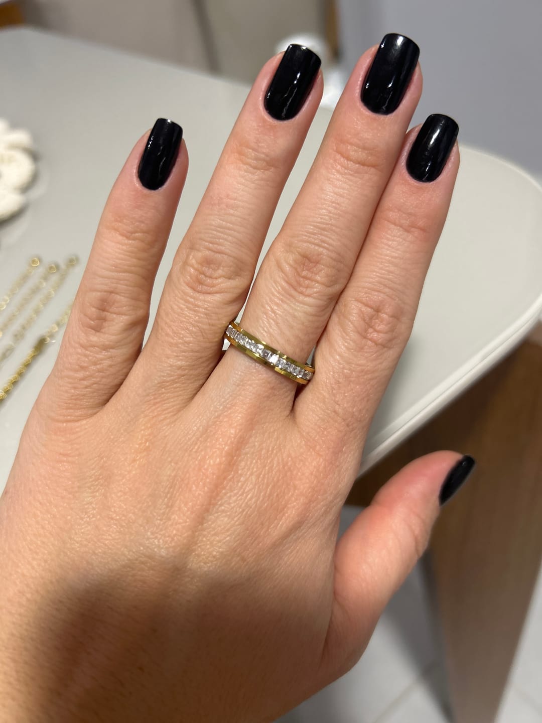 Customer photo review of Anel Brilhante Banhado em Ouro 18K