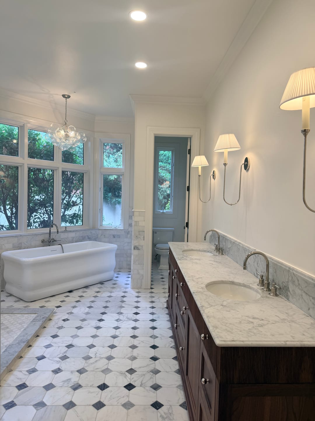Customer photo review of Brass Cluster Ribbed Glass Globe Bubble Chandelier