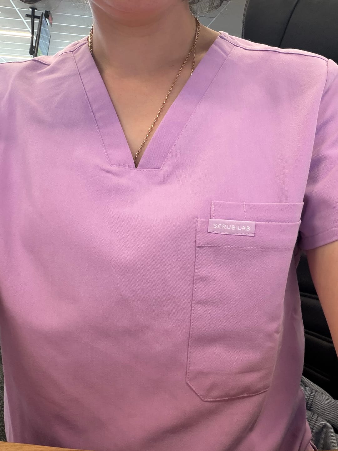Customer photo review of LUCY Jogger Scrub Pants - Lavender Haze | SLTECH™
