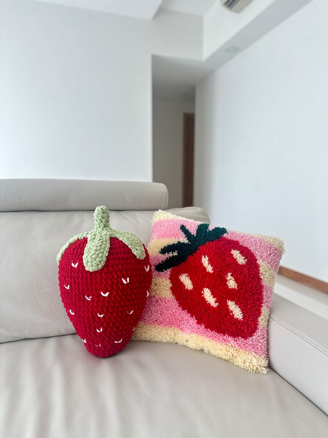 Customer photo review of STRAWBERRY RIPE STRIPES - Latch Hook Cushion Kit