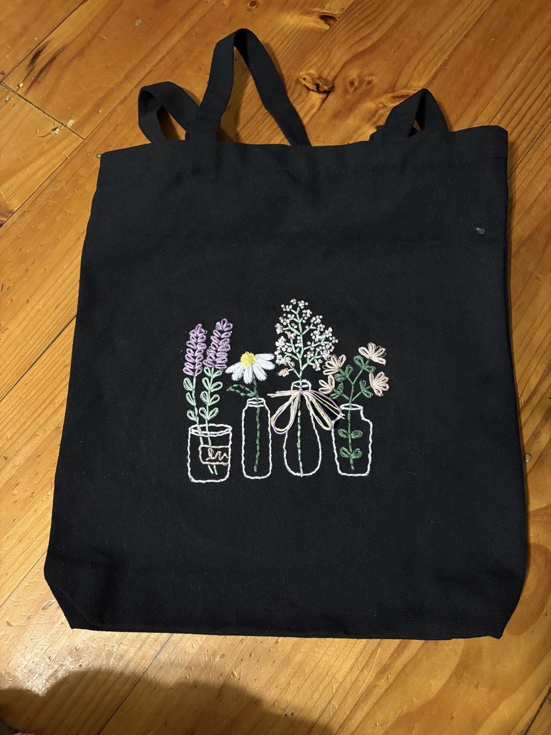 Customer photo review of GARDEN JARS - Embroidered Tote Bag Kit