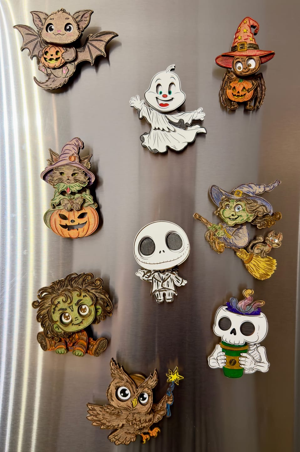 Customer photo review of 10 Halloween Fridge Magnet Laser Cut SVG Multilayer Witch Pumpkin