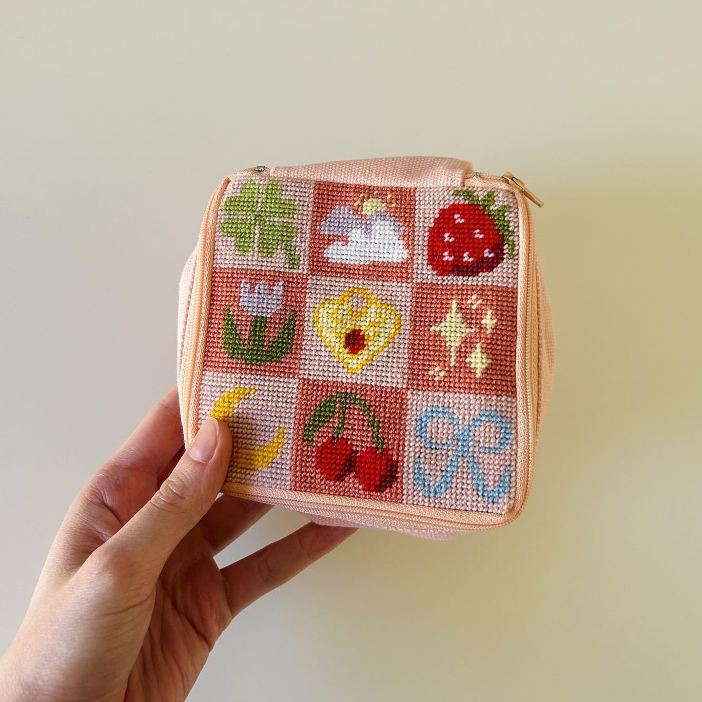 Customer photo review of GOOD LUCK CHARMS - Needlepoint Pouch Kit