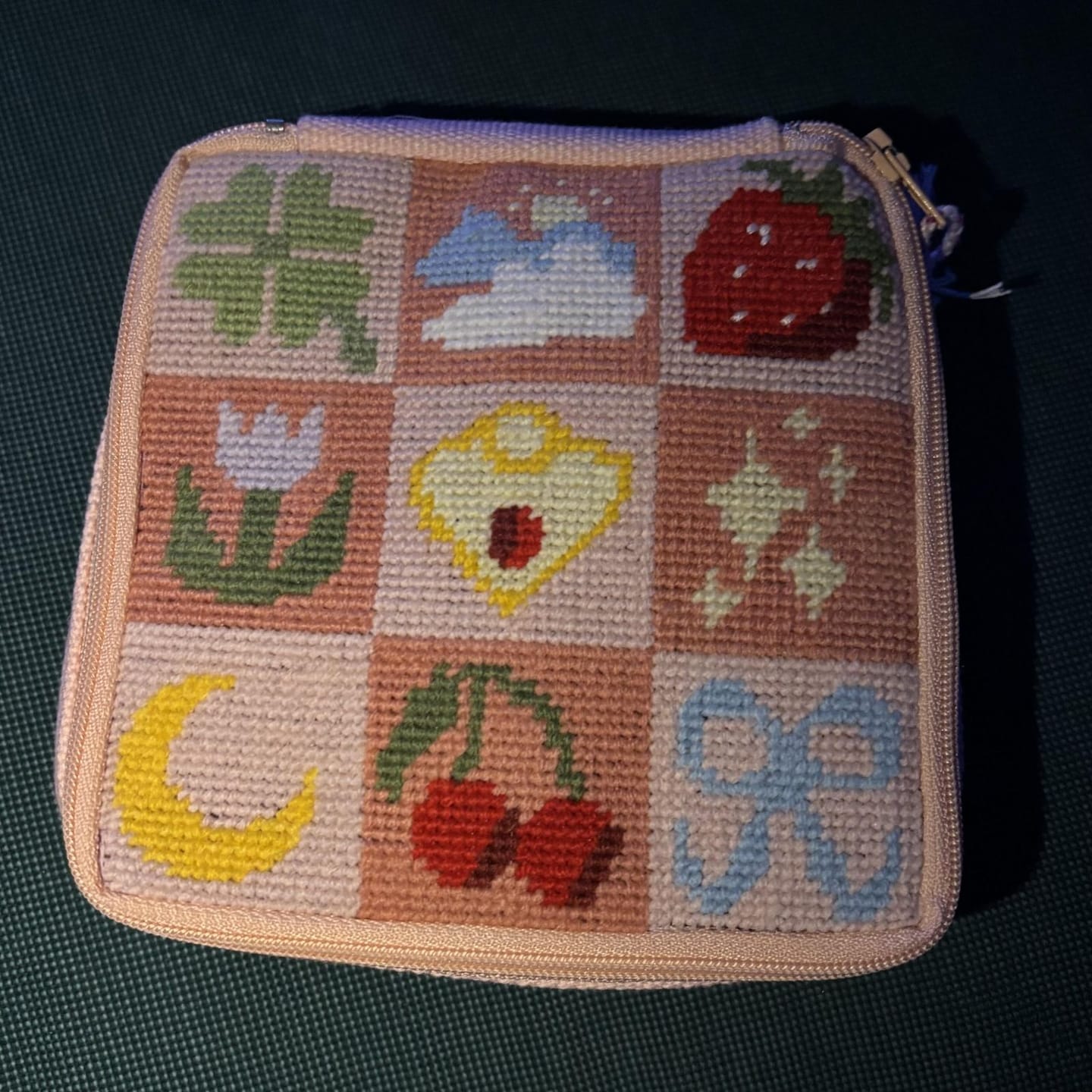 Customer photo review of GOOD LUCK CHARMS - Needlepoint Pouch Kit