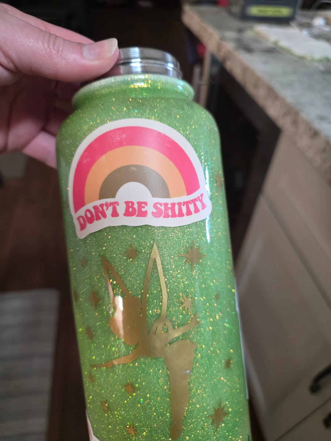 Customer photo review of Don't Be Shitty Rainbow Sticker
