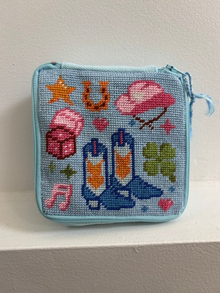 Customer photo review of Howdy - Needlepoint Pouch Kit