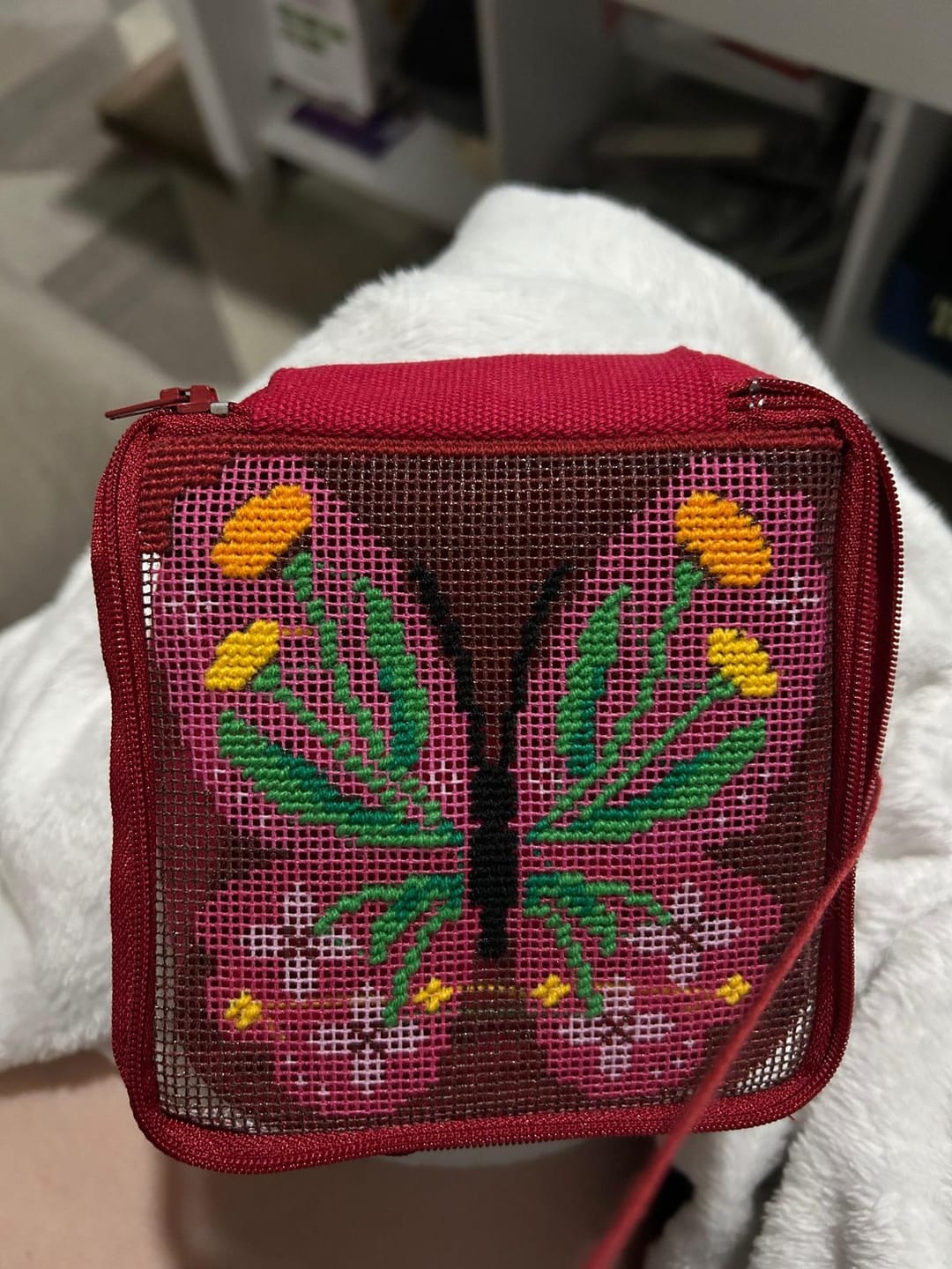 Customer photo review of Butterfly Bloom - Needlepoint Pouch Kit