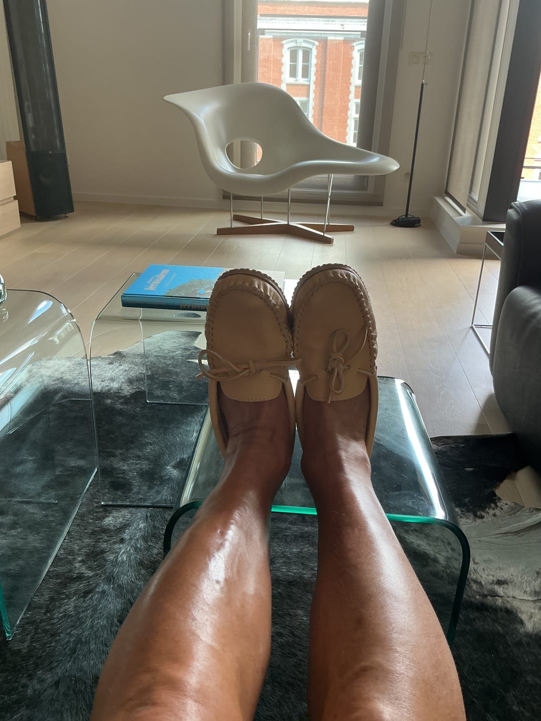 Customer photo review of Men's Moose Hide Leather Moccasin Shoes