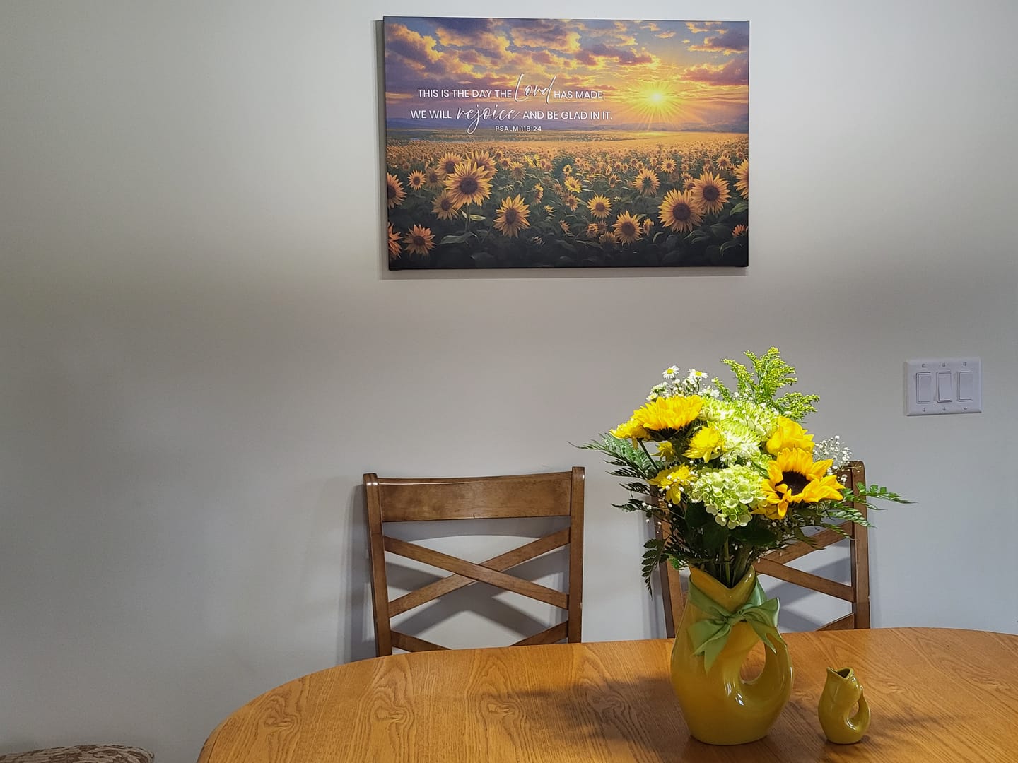 Customer photo review of Psalm 118:24 This is the Day the Lord Has Made, Sunflower, Wall Art Canvas